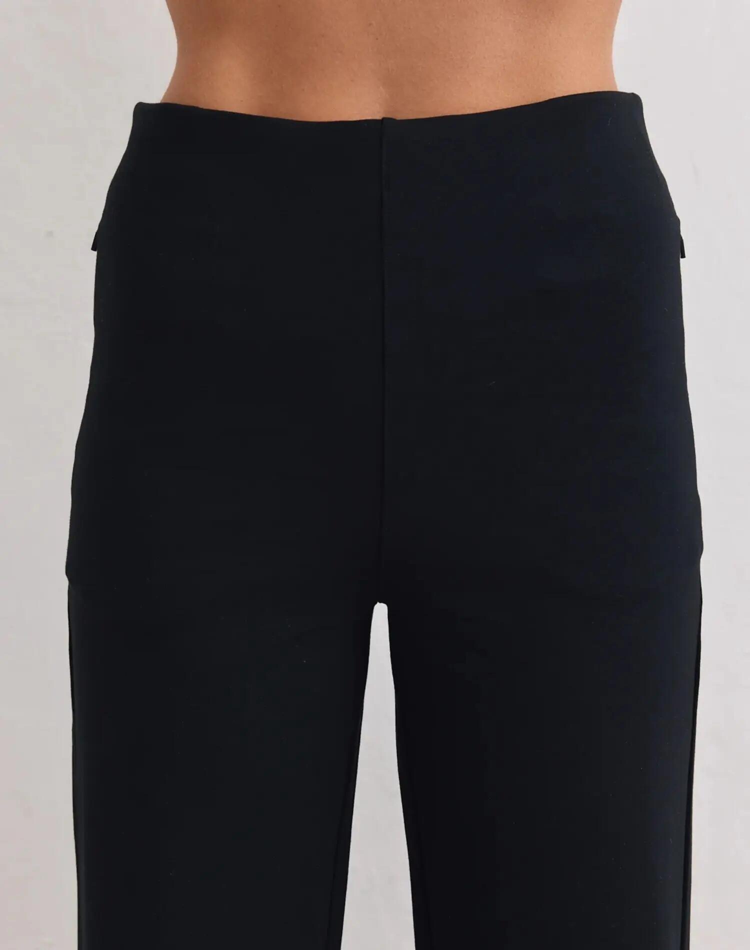 Mujer Pantalón Talle Alto Pernera Ancha para Bajitas Luxe Negro 4/5