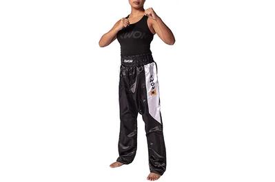 Pantaloni da kick-boxing in raso Kwon Clubline Schw./Weiß