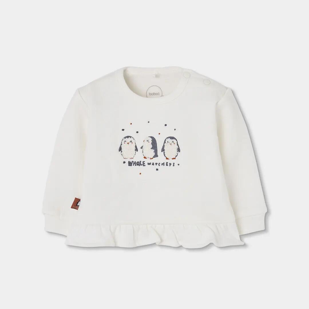 Conjunto punto bebé niña blanco estampado pingüinos 3/7