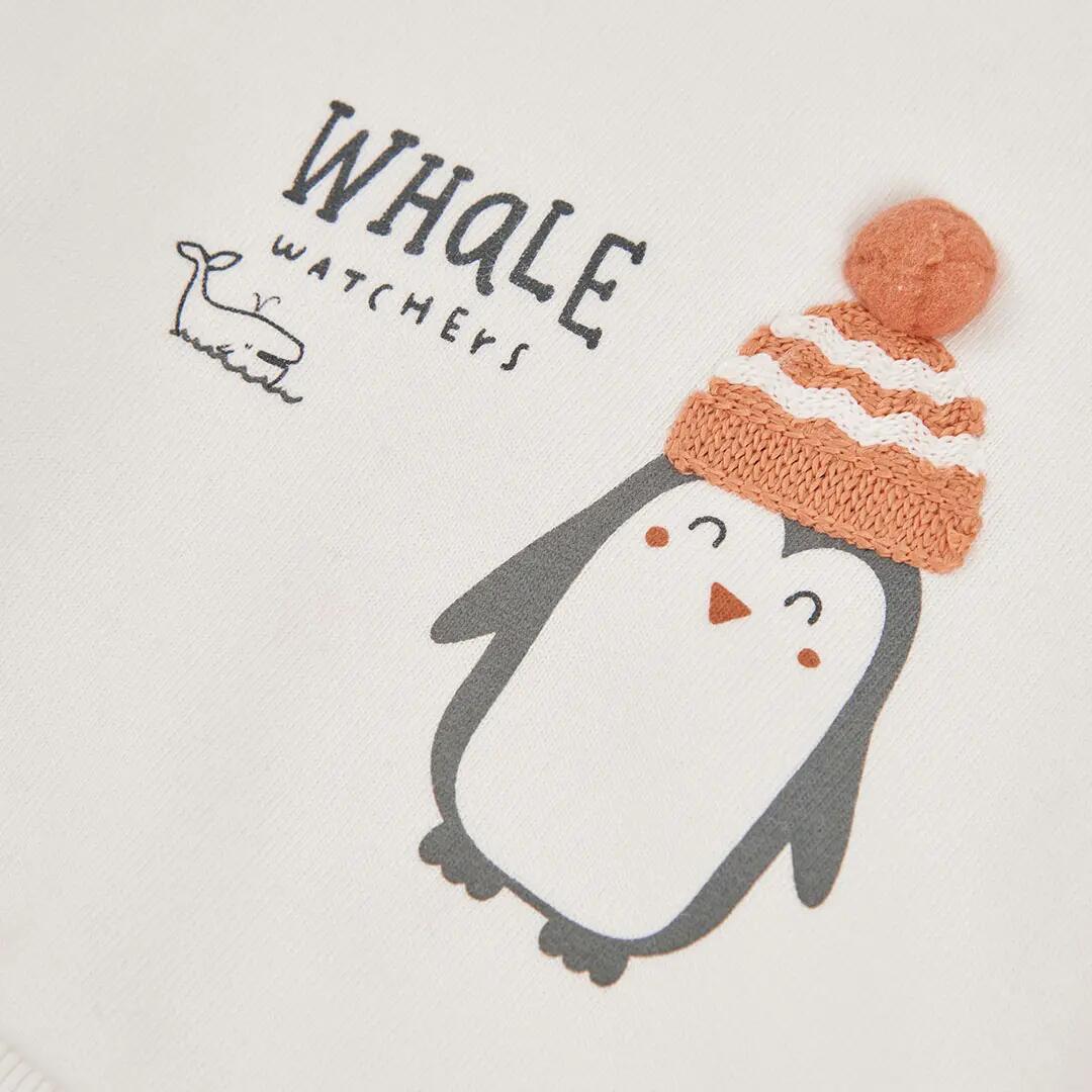 Conjunto punto bebé niño blanco estampado pingüinos 7/7