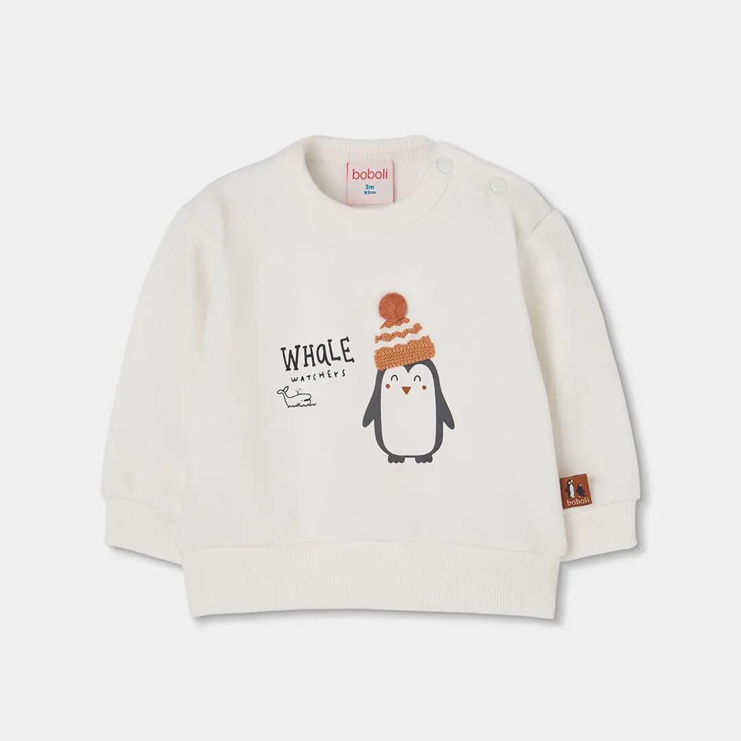 Conjunto punto bebé niño blanco estampado pingüinos 3/7