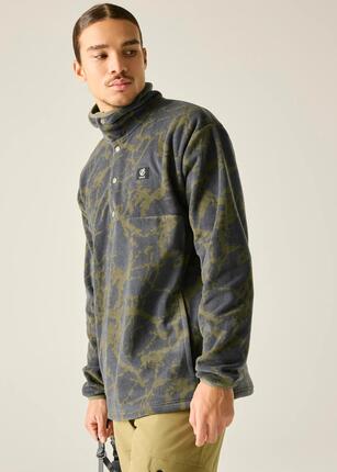 Pull polaire imprimé à demi-zip pour homme