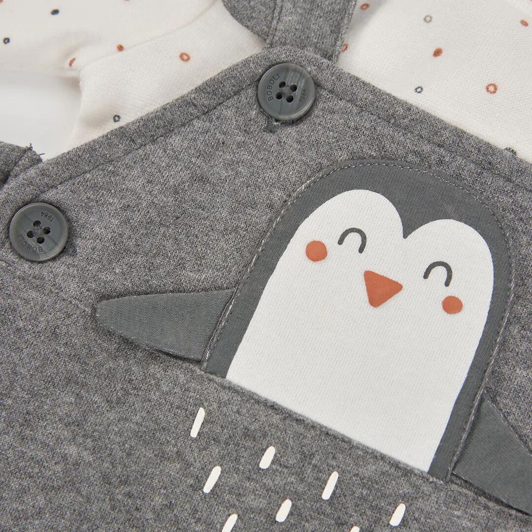 Conjunto punto bebé niña gris vigoré con pingüino 7/7