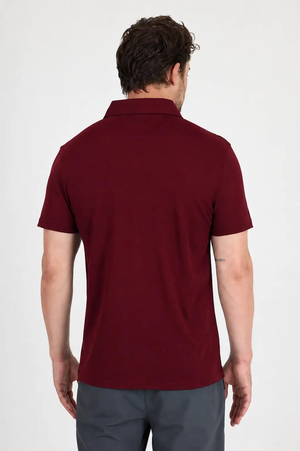 Polo - Koszulka z 100% Wełny Merino (170 g/m² - Piqué) S, Damson 4/4