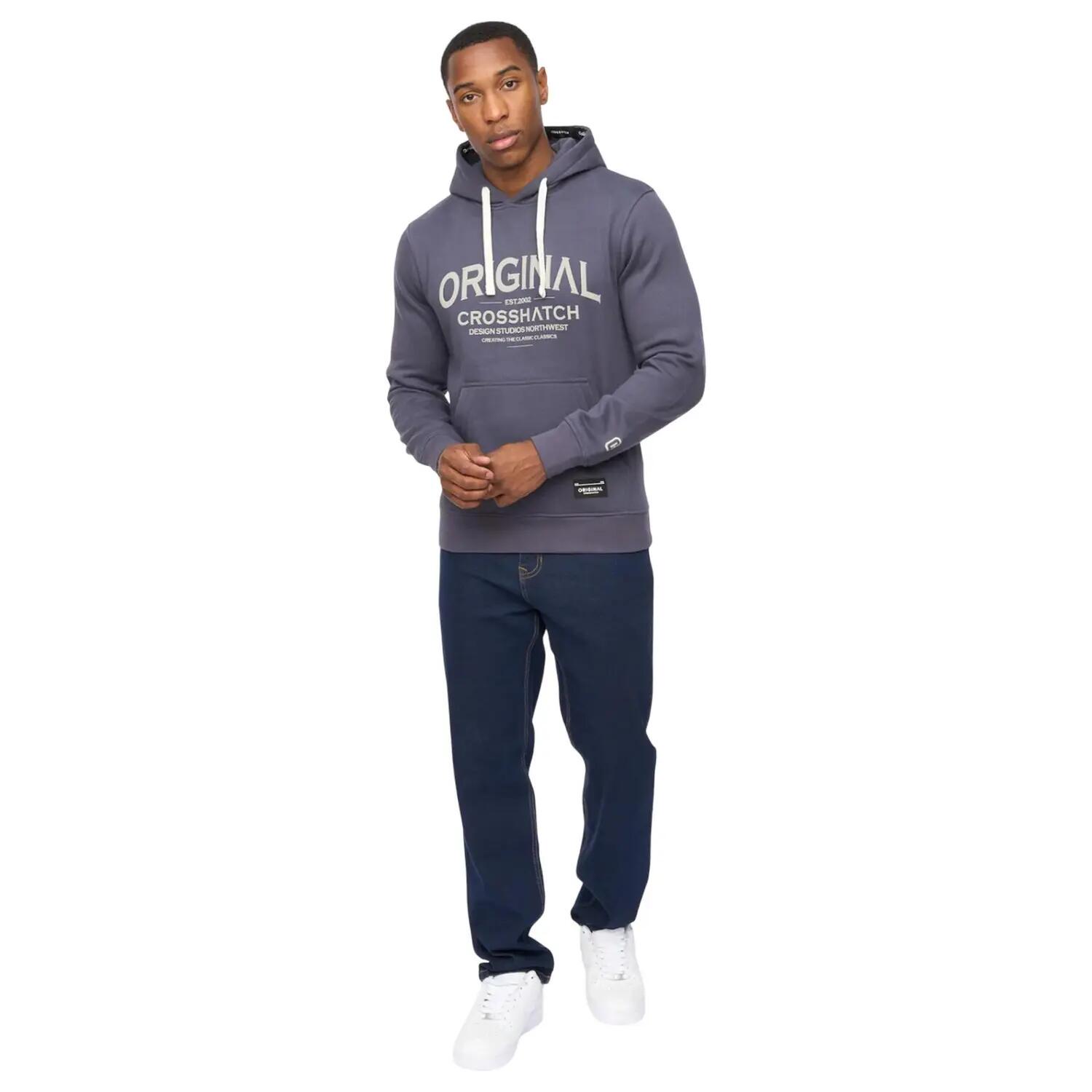 Felpa Con Cappuccio Uomo Crosshatch Vintarge Blu Navy 5/5
