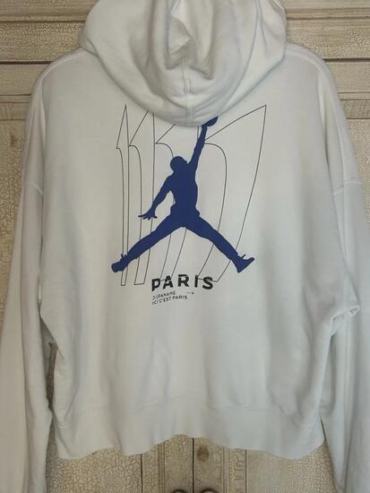 Damskie bluza premium hoodie PARIS SAINT-GERMAIN HOODIE WHITE GAME ROYAL