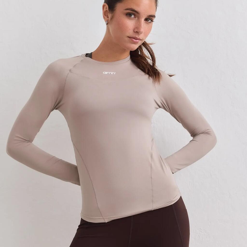 Women's Long Sleeve Top Ultra-Soft Quick-Dry 4-Way Stretch Soft Basic Beige
