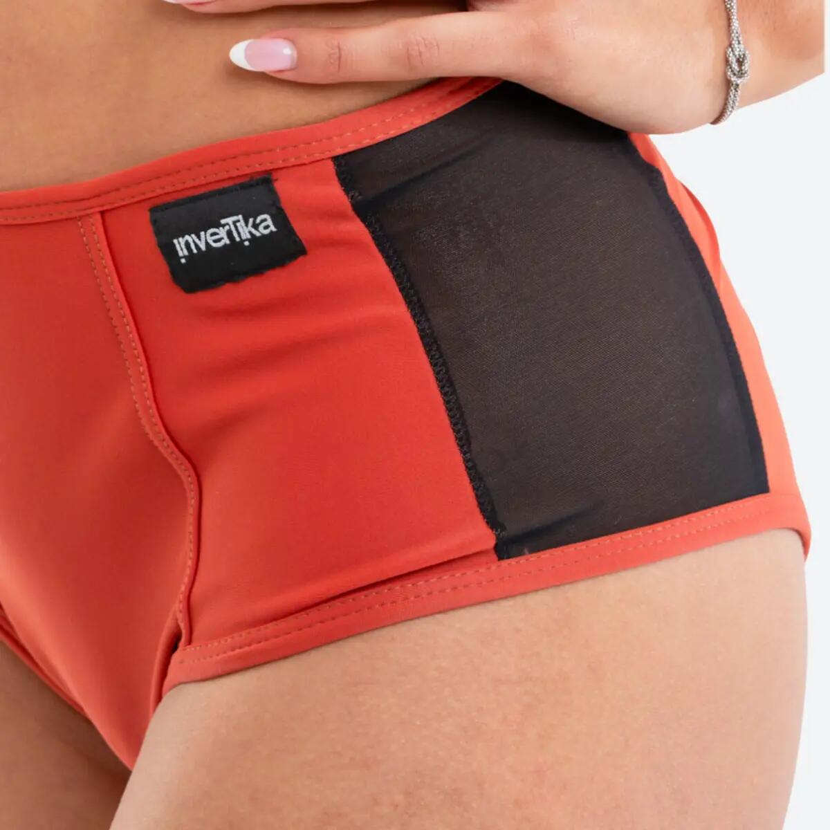 Slip Donna pole dance vita alta dettagli retina Mistika Mattone 5/5