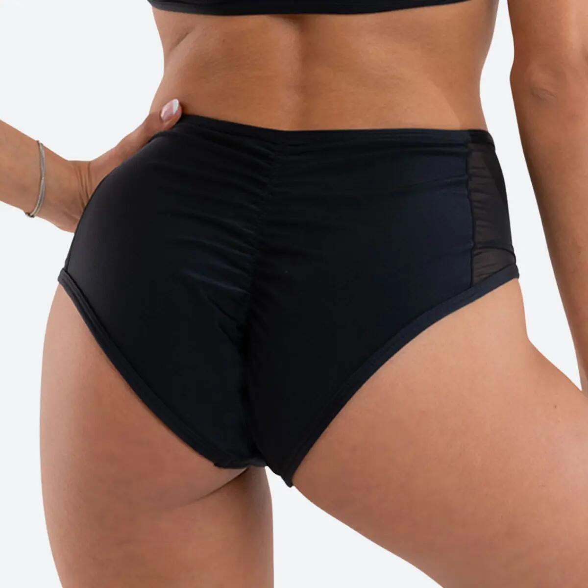 Slip Donna pole dance vita alta dettagli retina Mistika Black 4/5