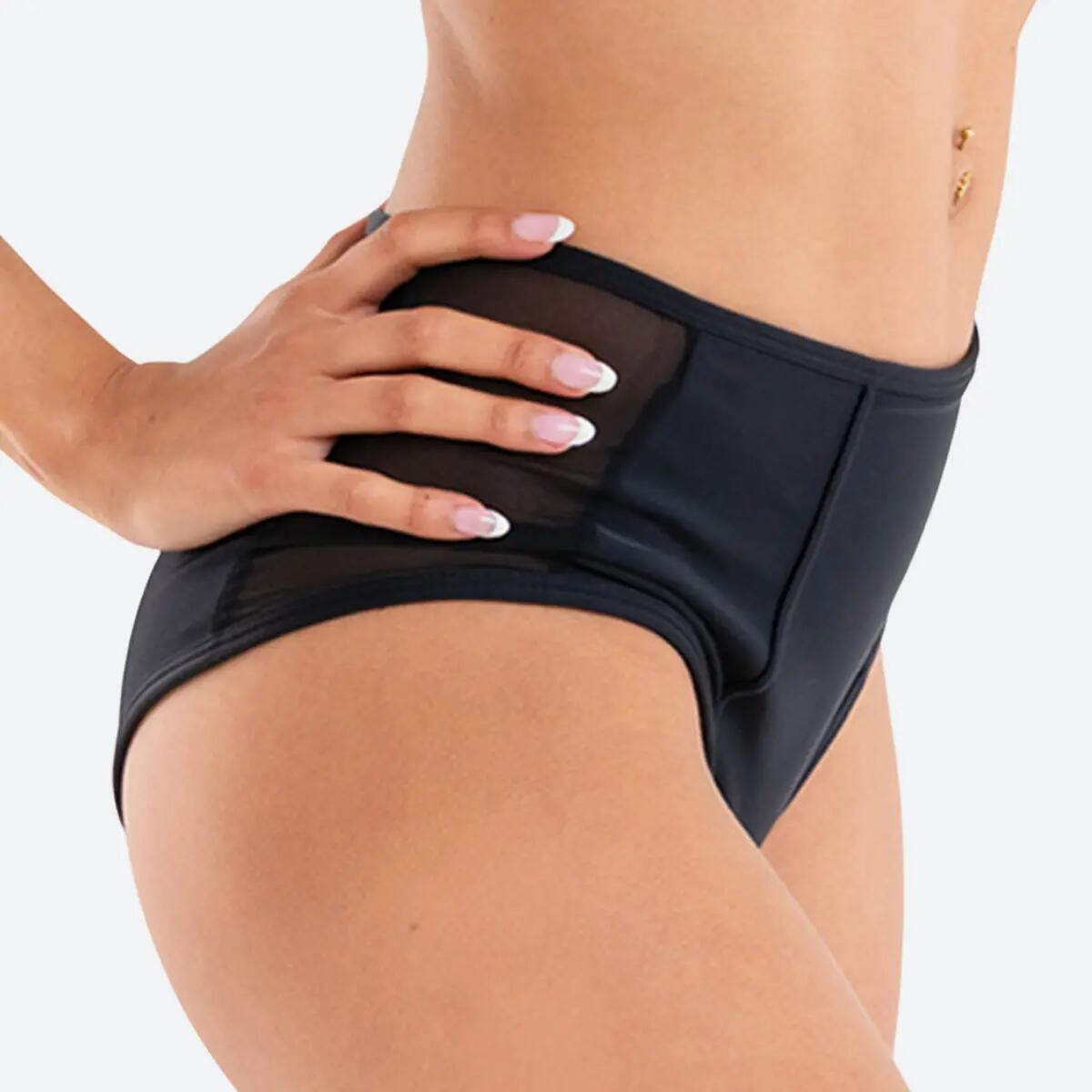 Slip Donna pole dance vita alta dettagli retina Mistika Black 3/5