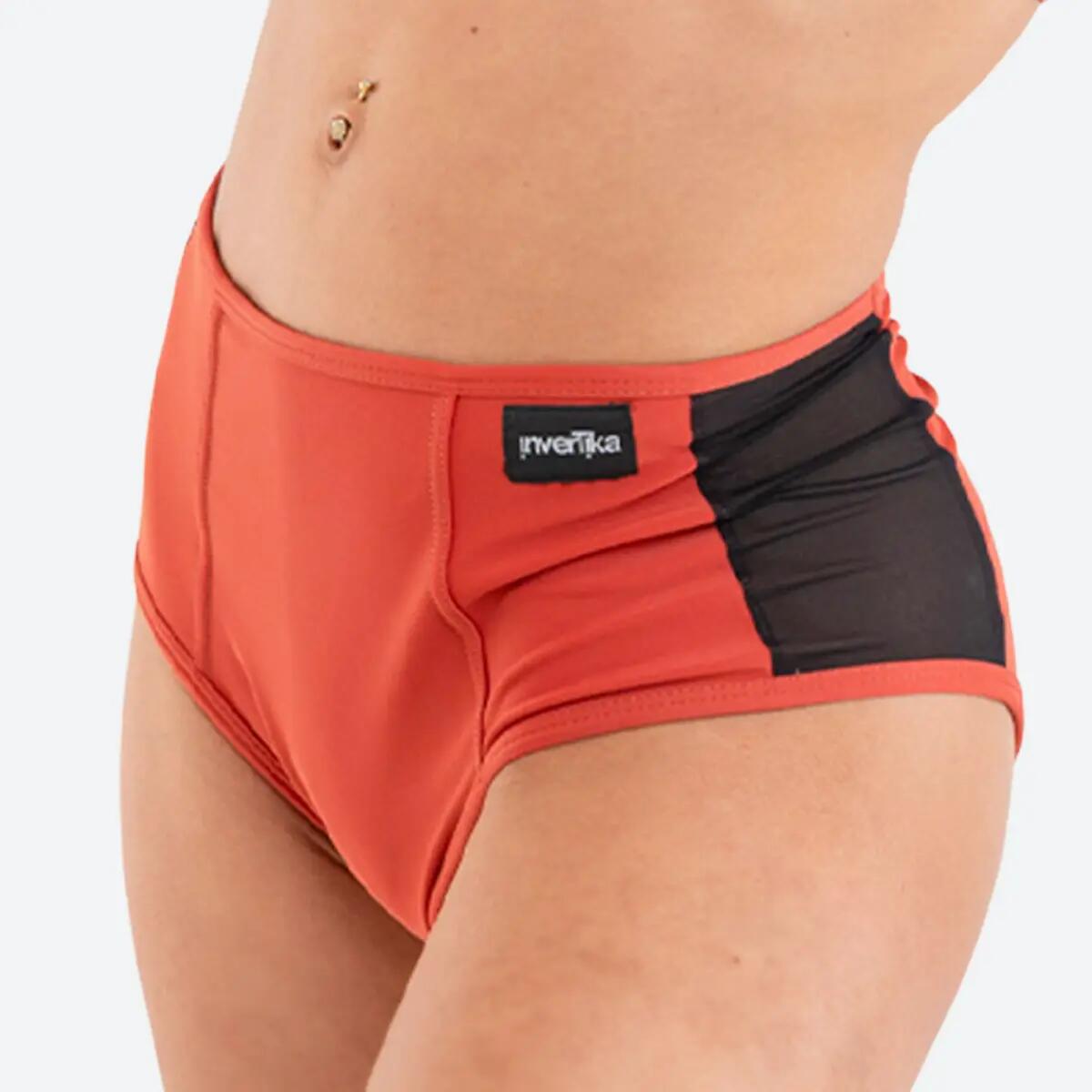 Slip Donna pole dance vita alta dettagli retina Mistika Mattone 2/5