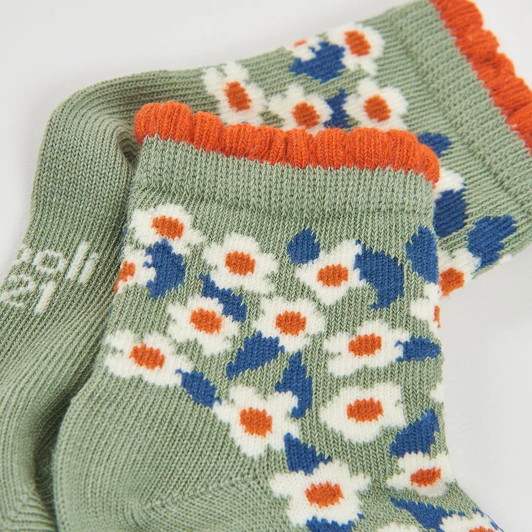 Pack calcetín verde estampado flores 2/4