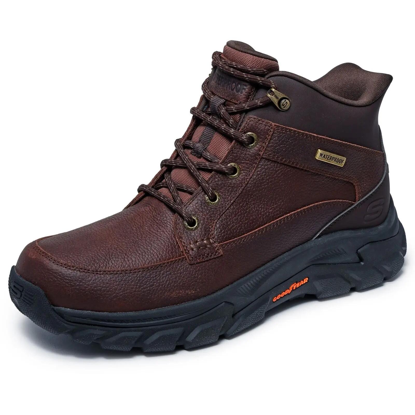 Skechers Respected 2.0 Orson Leather Men's Red Brown Ankle Boots 5/5