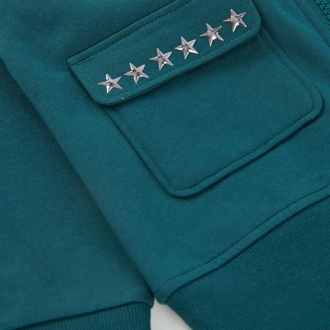 Chaqueta felpa niña verde con estrellas 4/4
