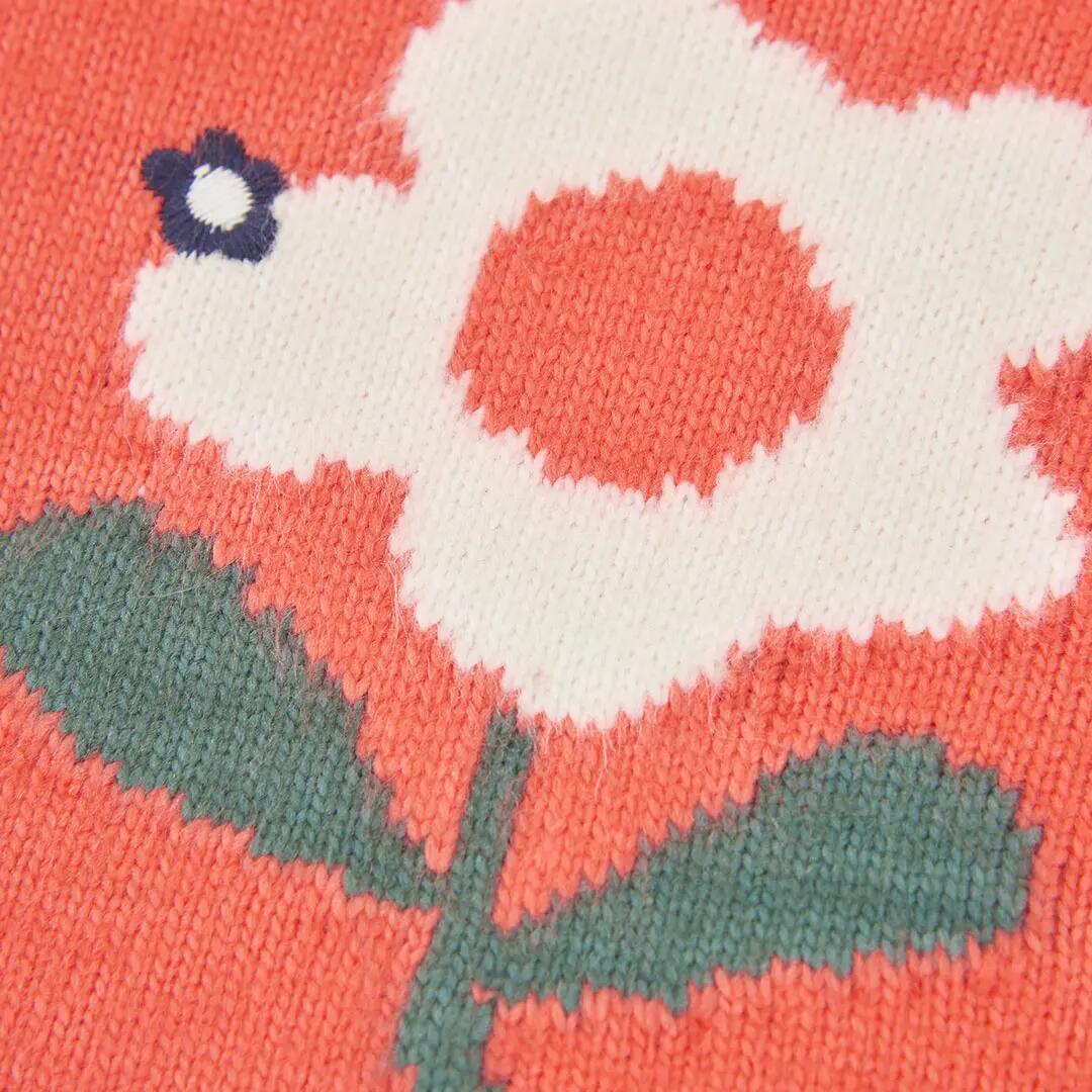 Jersey naranja niña estampado de flor 3/4