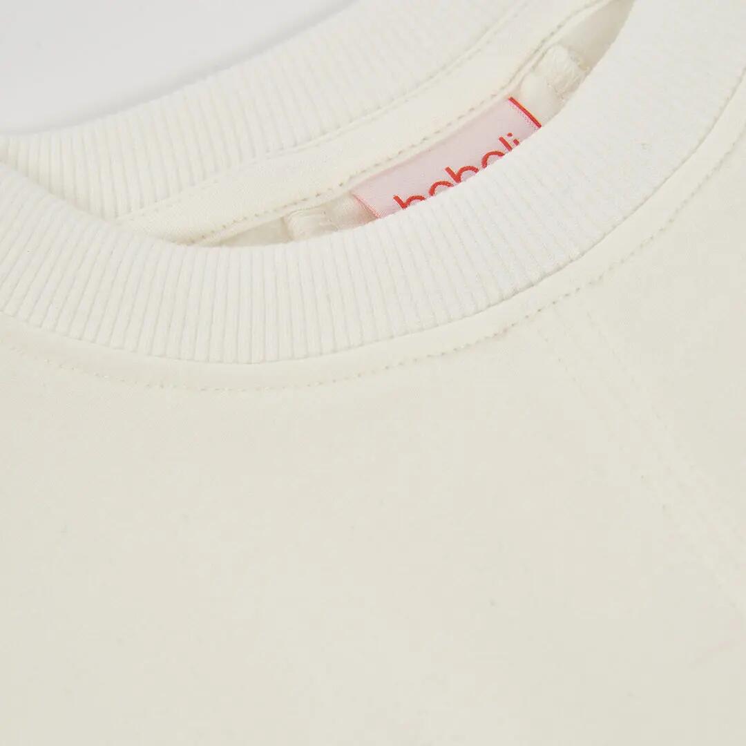 Sudadera felpa niña blanca con pliegues 3/4