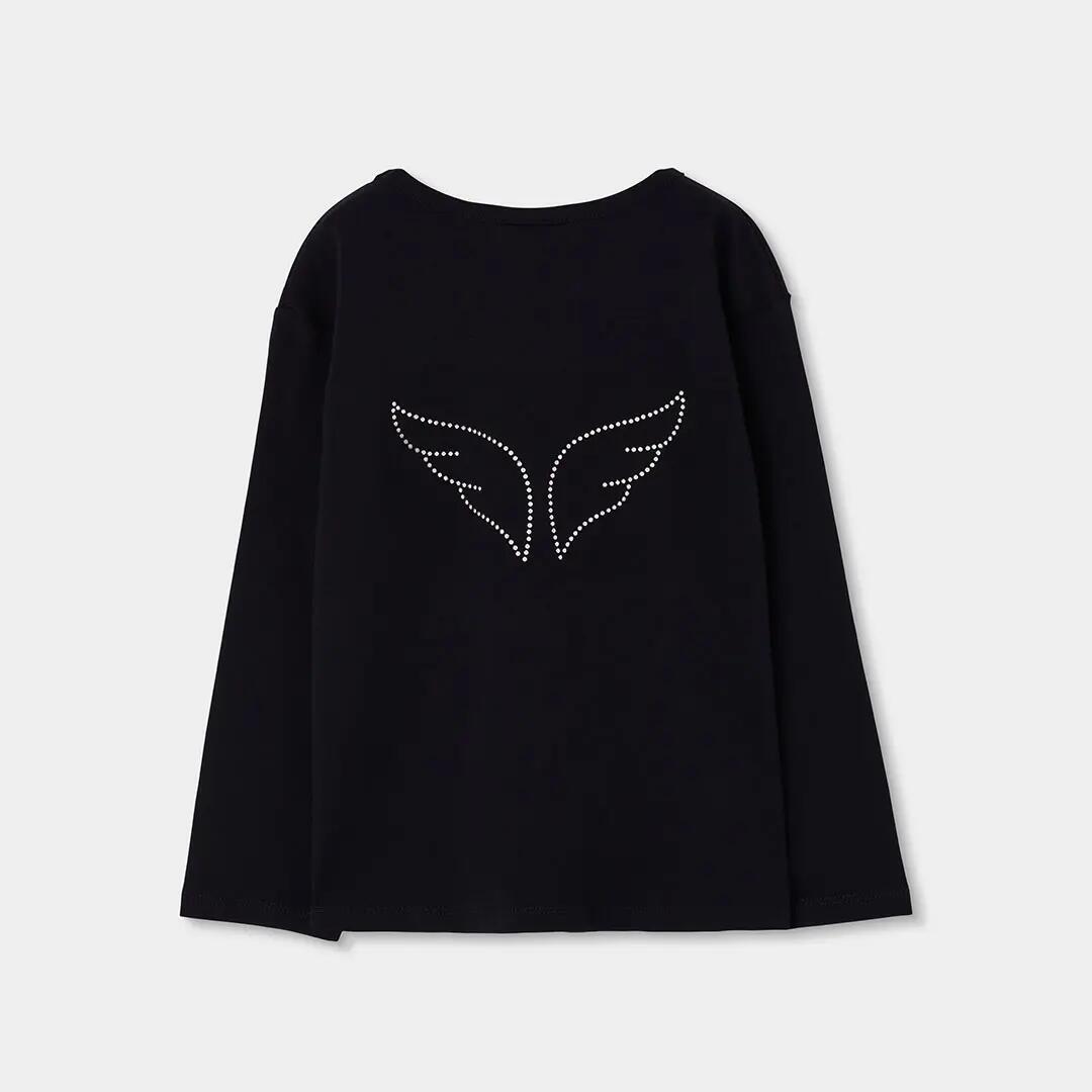 Camiseta punto niña negra con mensaje 2/4