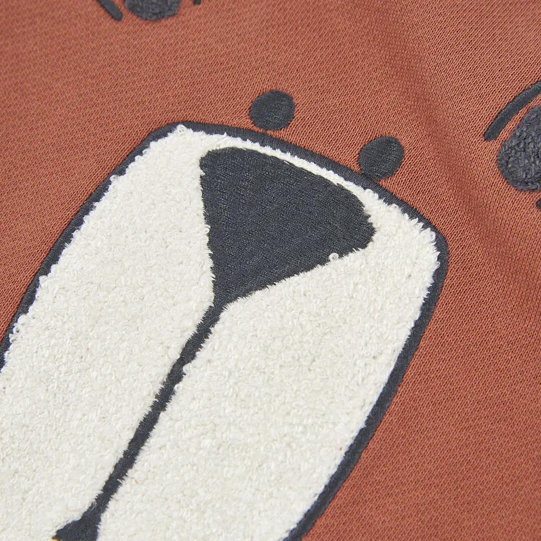 Sudadera felpa niño naranja estampado de oso 3/4