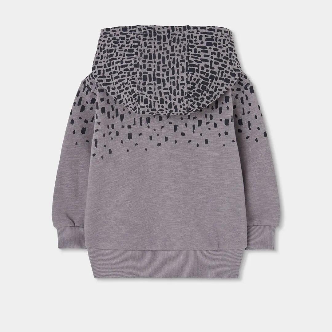 Sudadera felpa niño gris con capucha estampada 2/4
