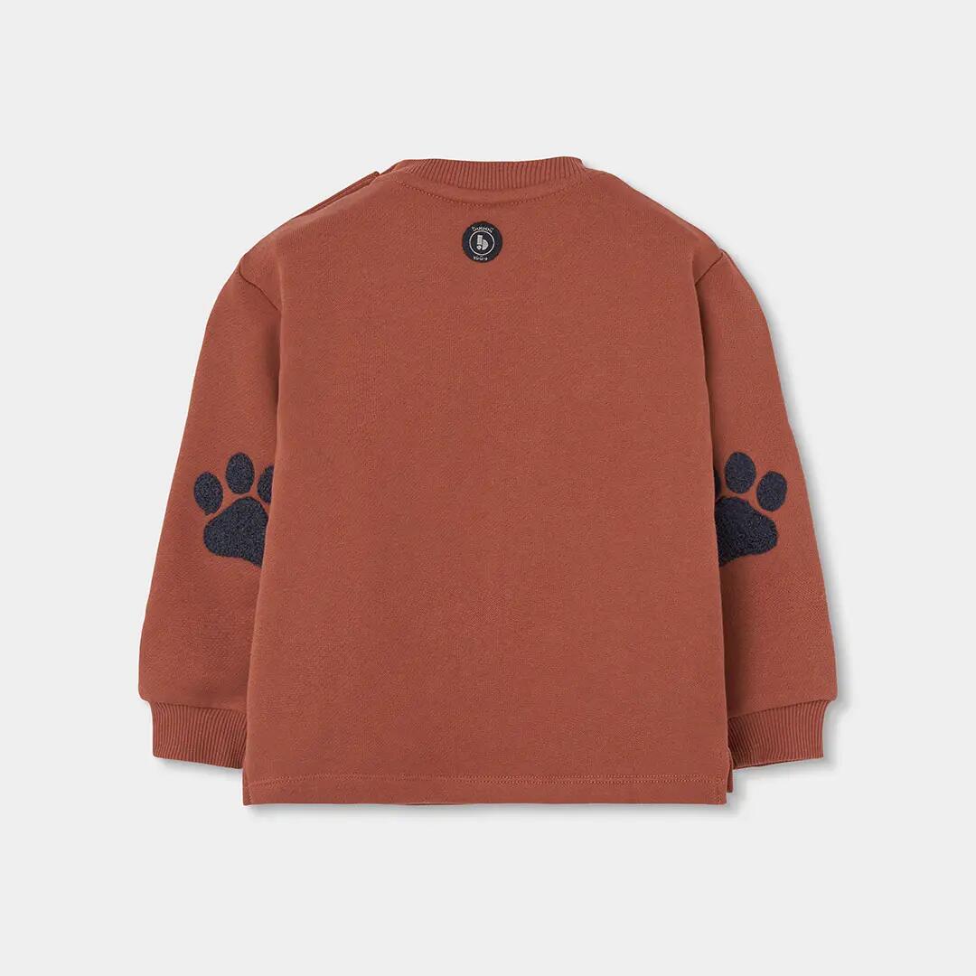 Sudadera felpa niño naranja estampado de oso 2/4