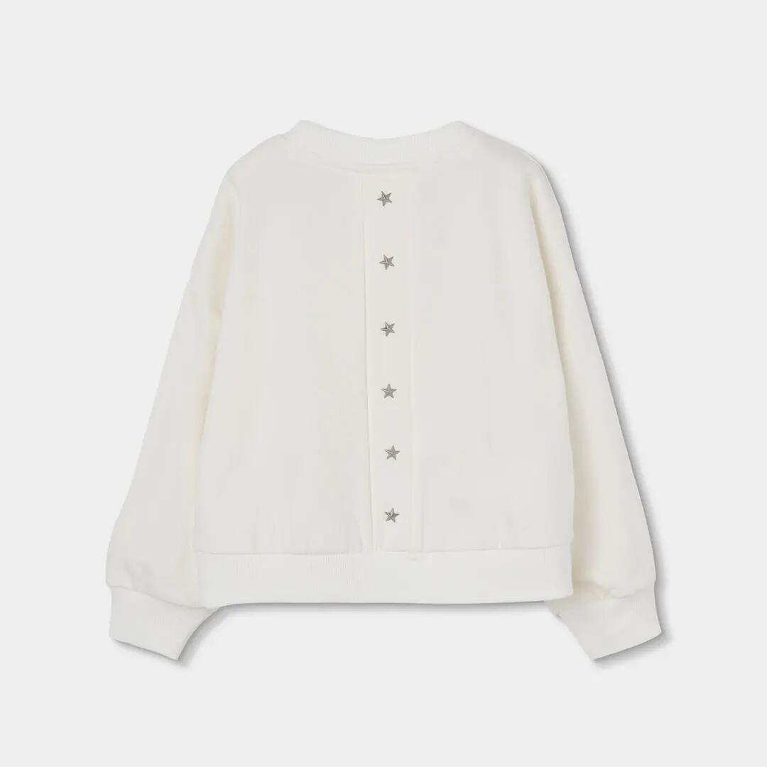 Sudadera felpa niña blanca con pliegues 2/4