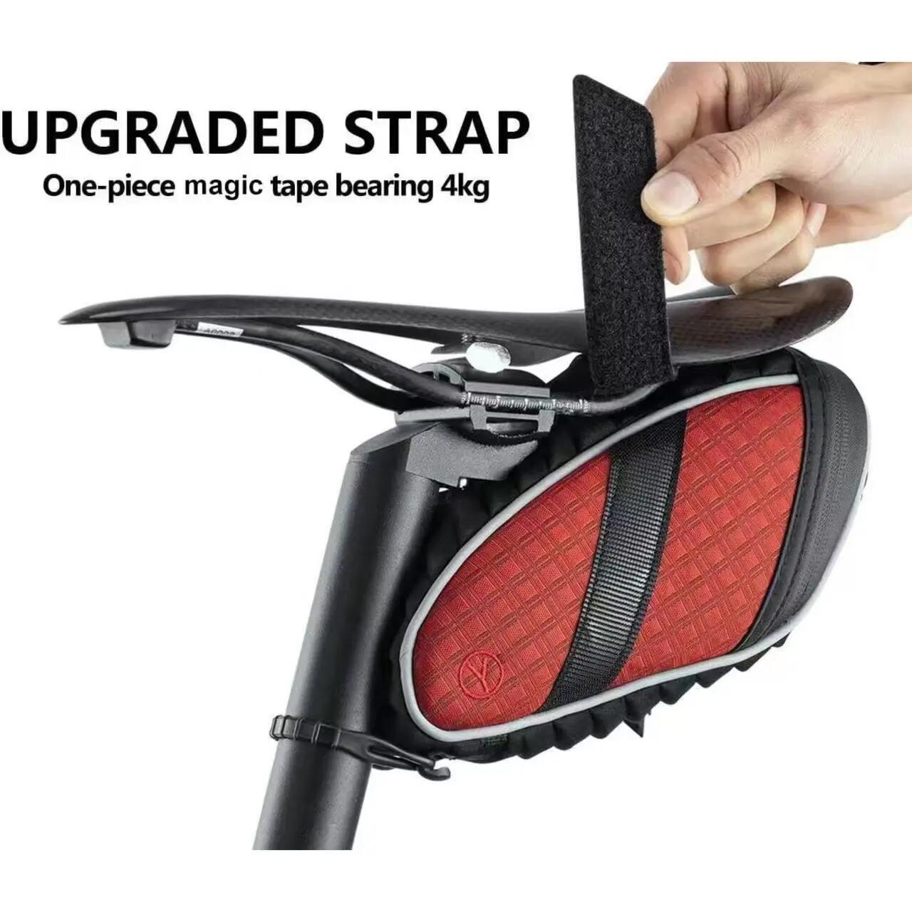 Fahrrad-Satteltasche wasserdicht mit reflektierendem Design & Rücklichthalter 6/8