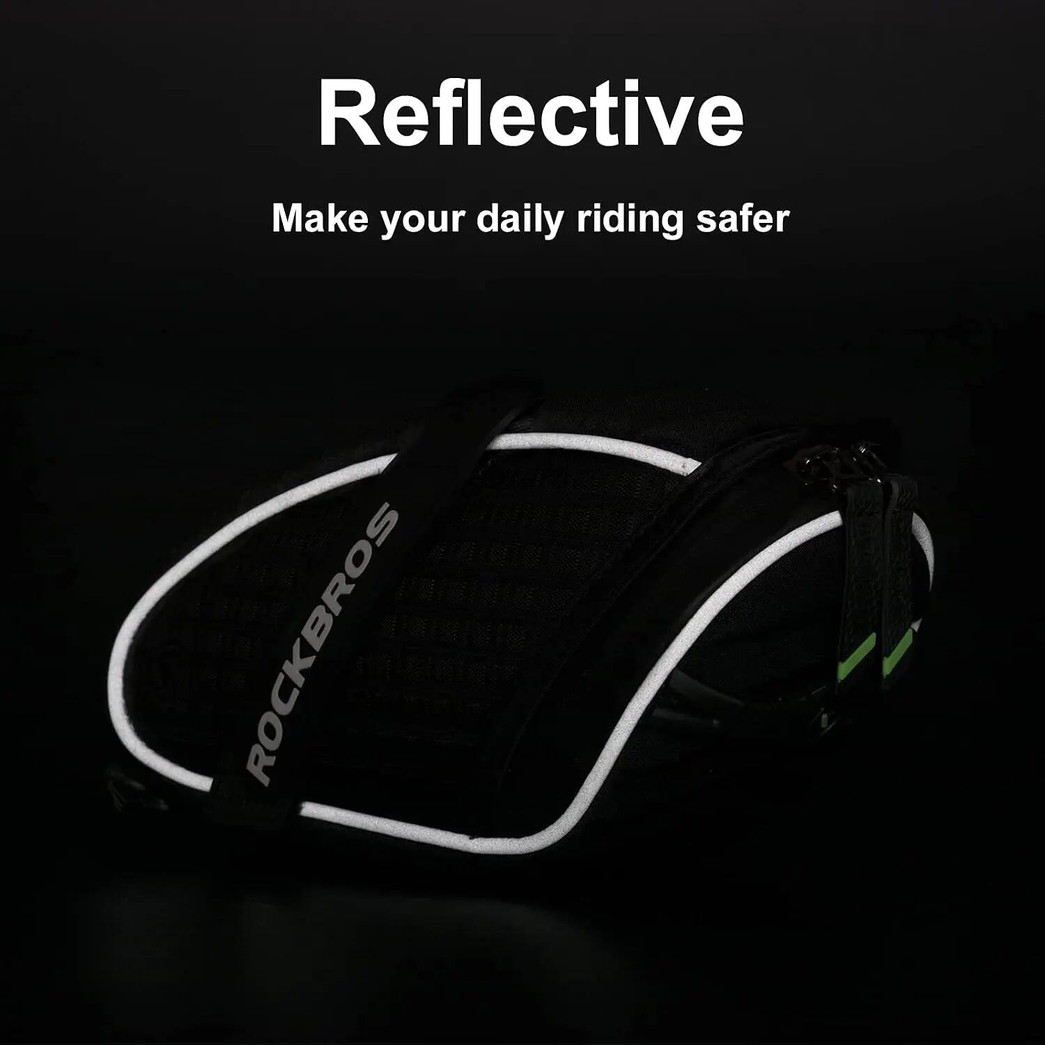 Fahrrad-Satteltasche wasserdicht mit reflektierendem Design & Rücklichthalter 3/8