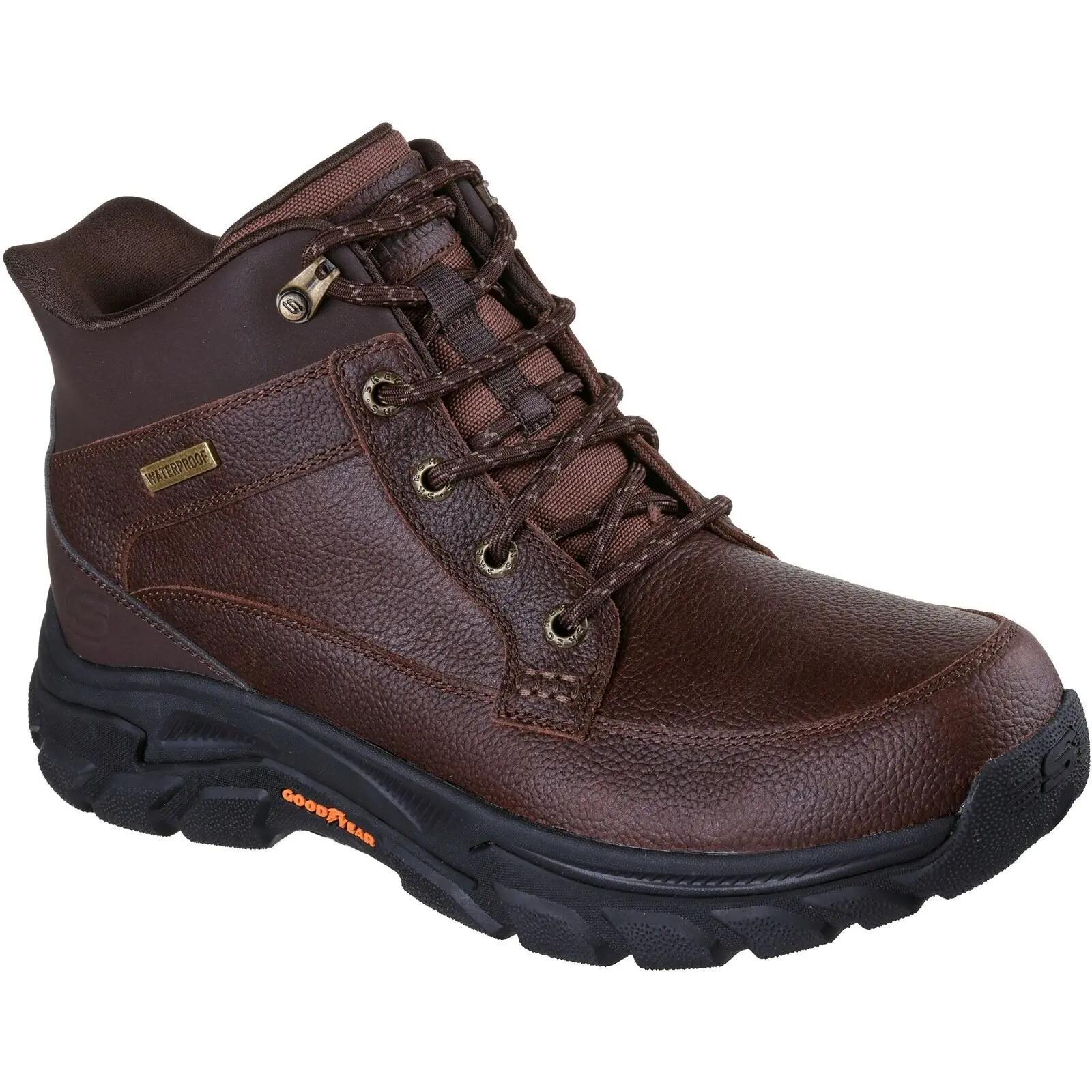 Skechers Respected 2.0 Orson Leather Men's Red Brown Ankle Boots 1/5