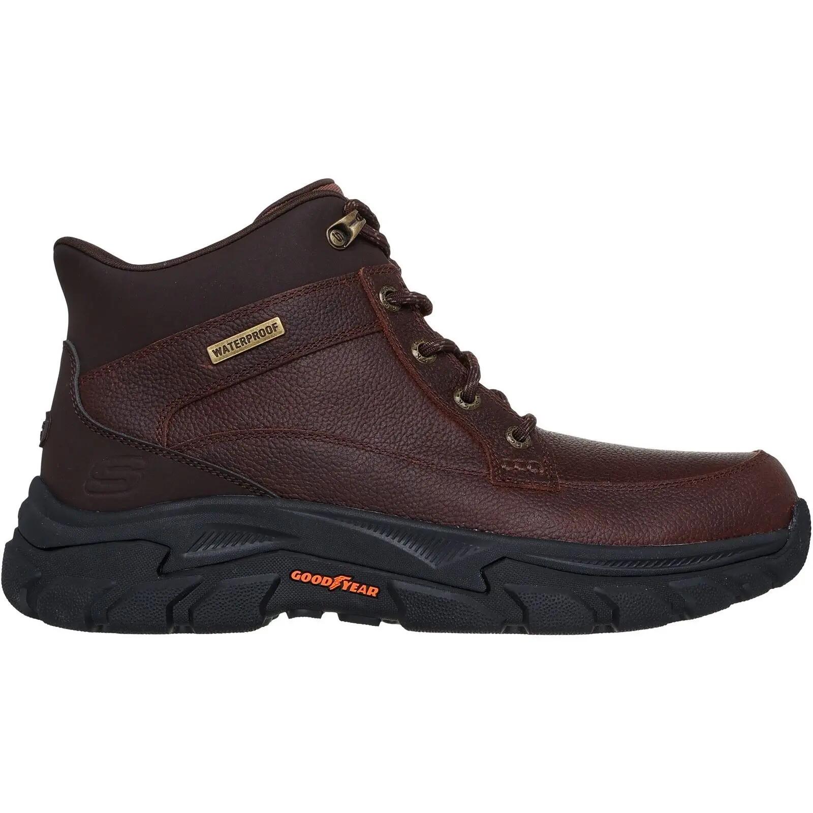 Skechers Respected 2.0 Orson Leather Men's Red Brown Ankle Boots 4/5