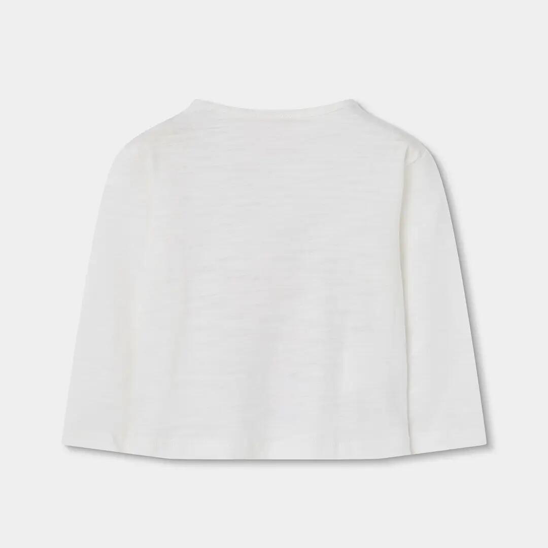 Camiseta punto niña blanca estampado niña con gafas 2/4