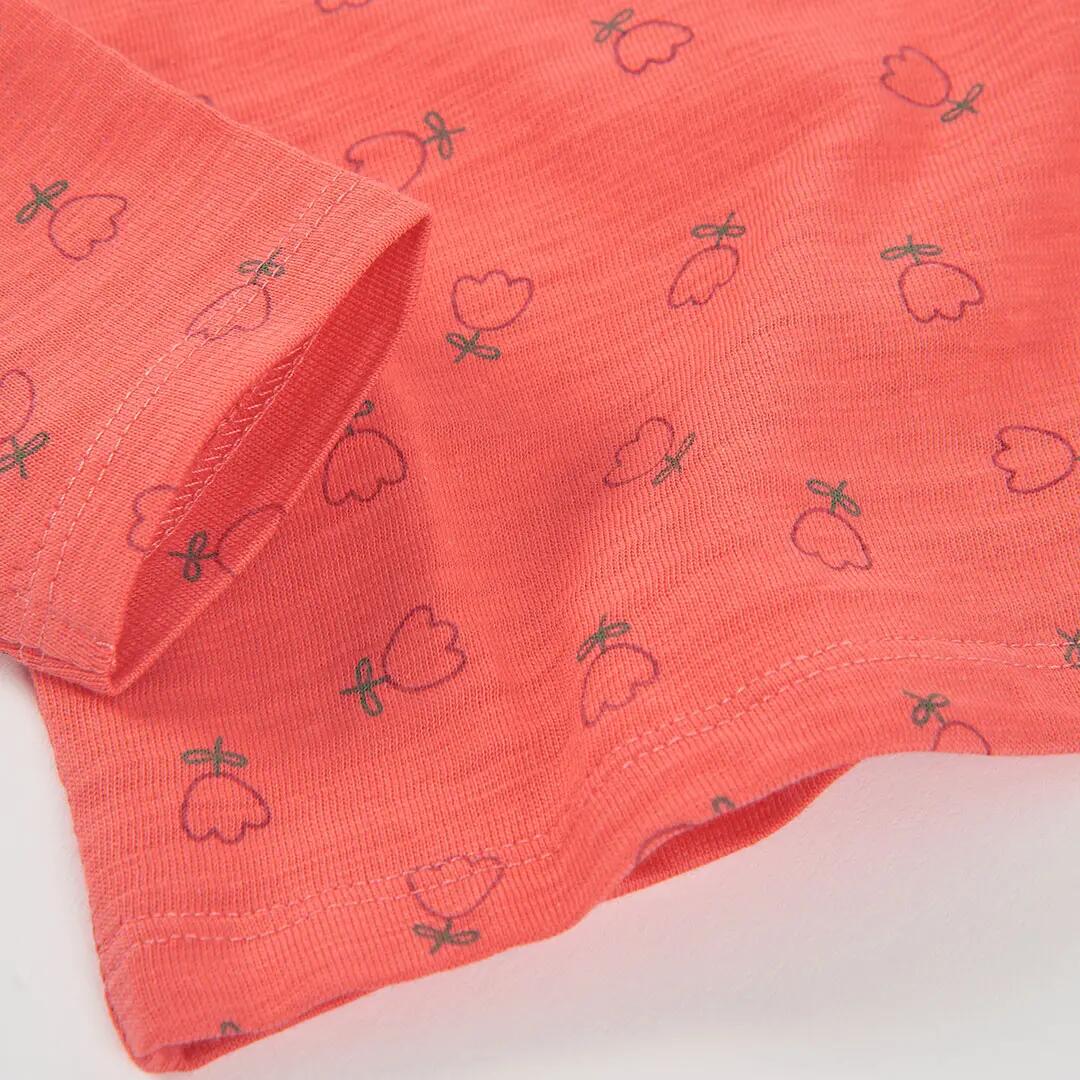 Camiseta punto niña naranja estampado flores 4/4