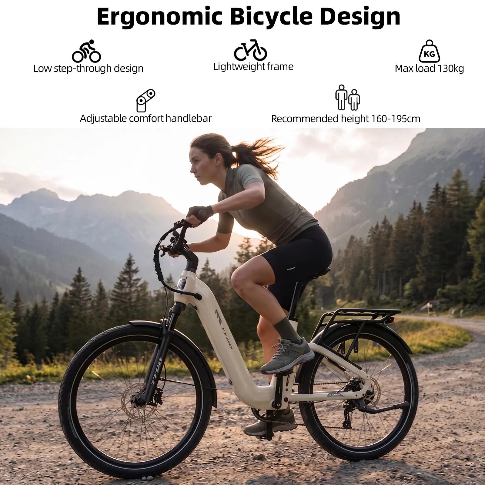 Vélo électrique urbain adulte TTGO E-SUVO moteur 250W 120km autonomie max 7/7