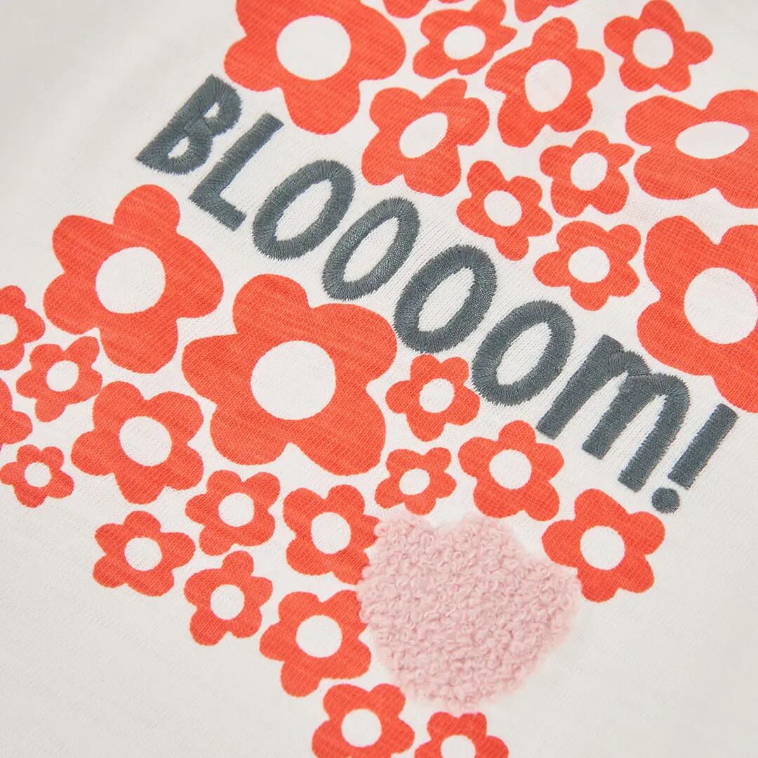 Camiseta niña blanca estampado flores 3/4