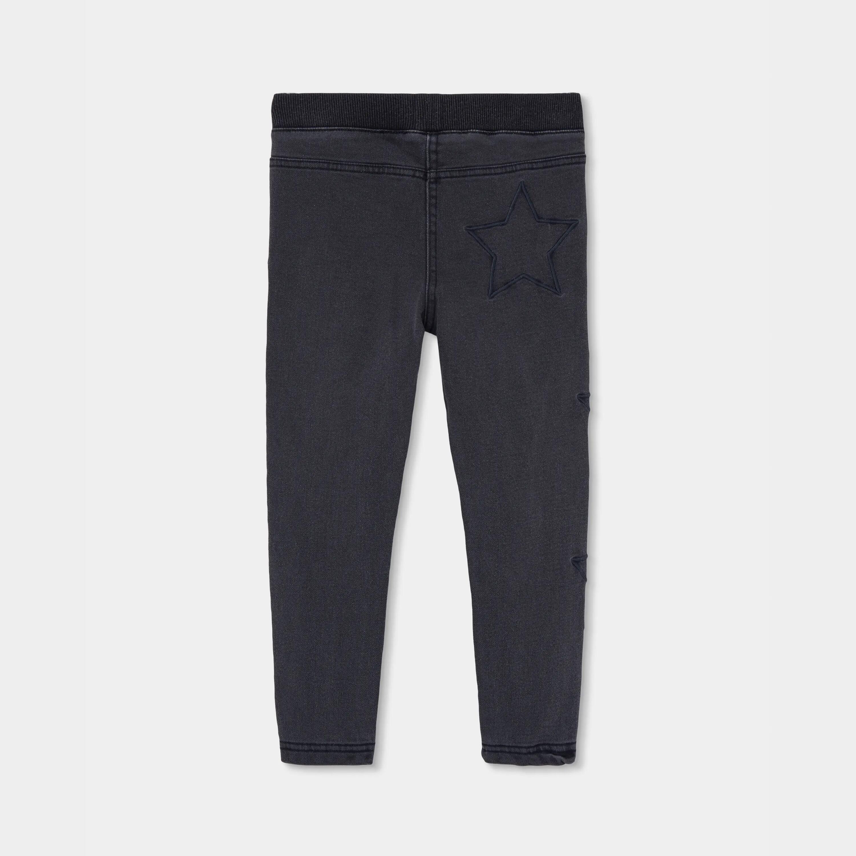 Pantalón denim niña negro con estrellas 2/4