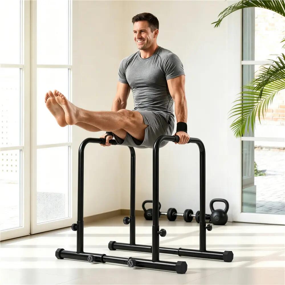 Barres de dips ajustable pour tractions capacité maximale 227 kg noir 3/4