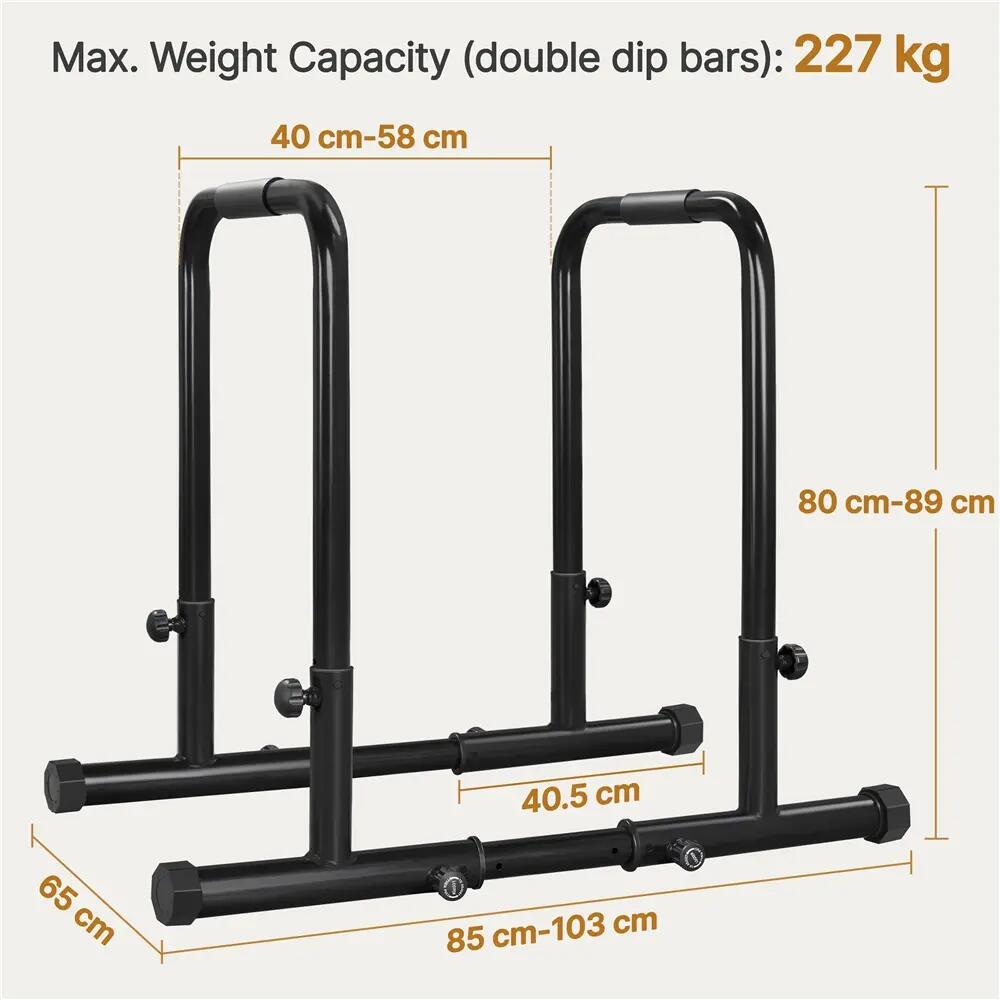 Barres de dips ajustable pour tractions capacité maximale 227 kg noir 2/4