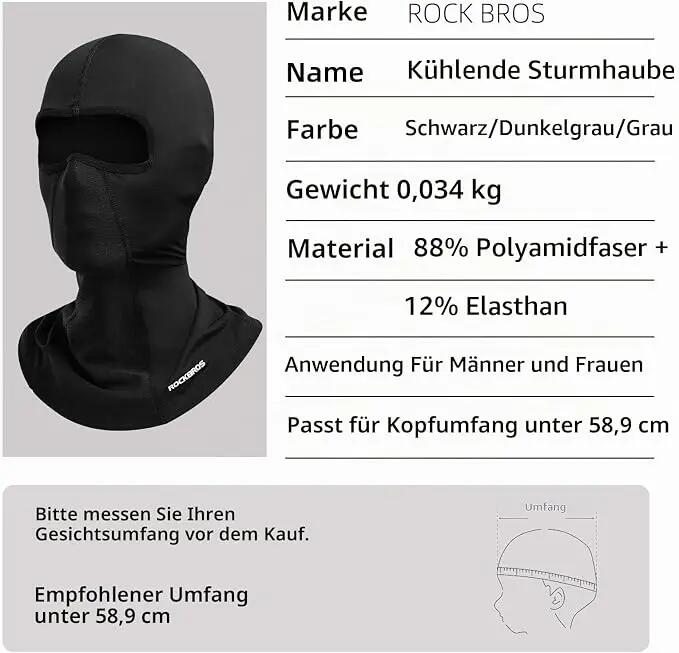 Multifunktions-Sturmhaube UPF 50+ atmungsaktiv – für Sommer Radsport & Motorrad 7/7