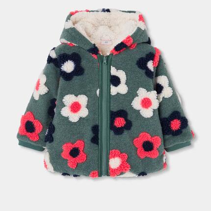 Manteau fille molleton imprimé fleurs