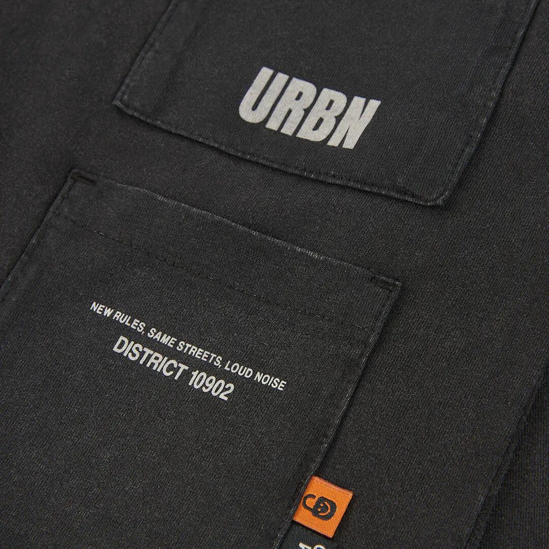 Camiseta punto niño negra con texto URBN 4/4