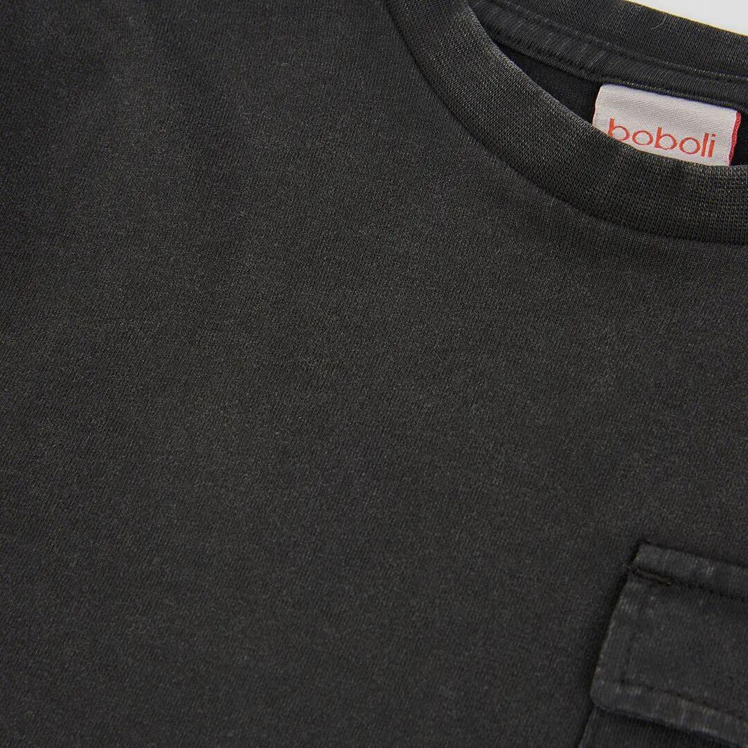Camiseta punto niño negra con texto URBN 3/4
