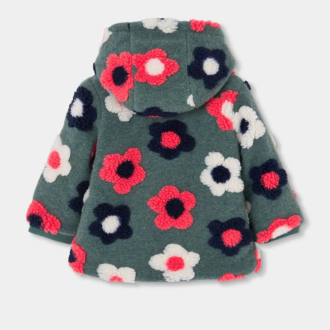 Chaquetón felpa niña verde estampado flores 2/4
