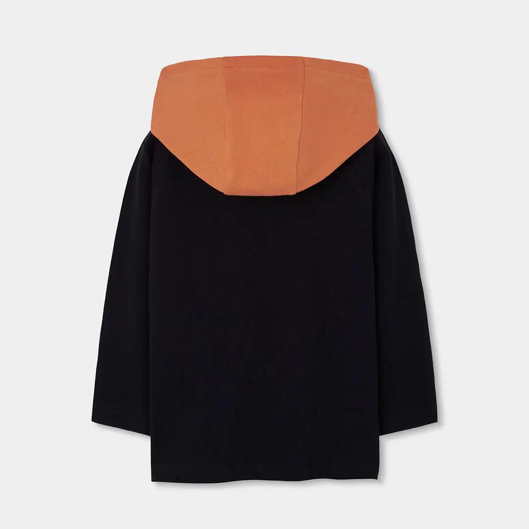 Camiseta punto niño negra con capucha estampada NY 2/4