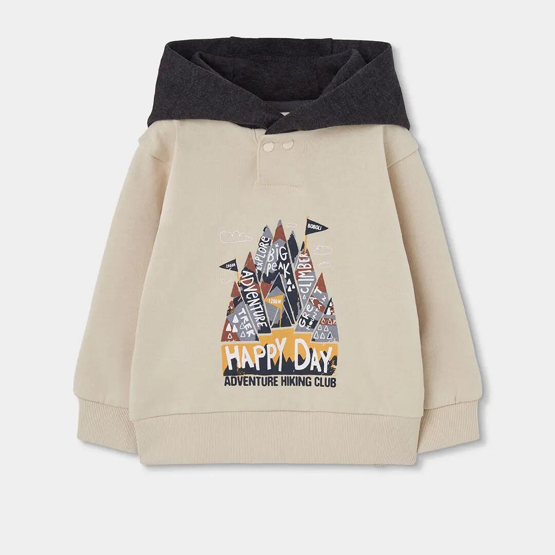 Conjunto felpa niño beige estampado montañas 3/7