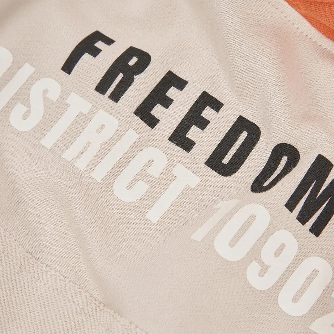 Sudadera felpa niño beige con capucha Freedom 3/4