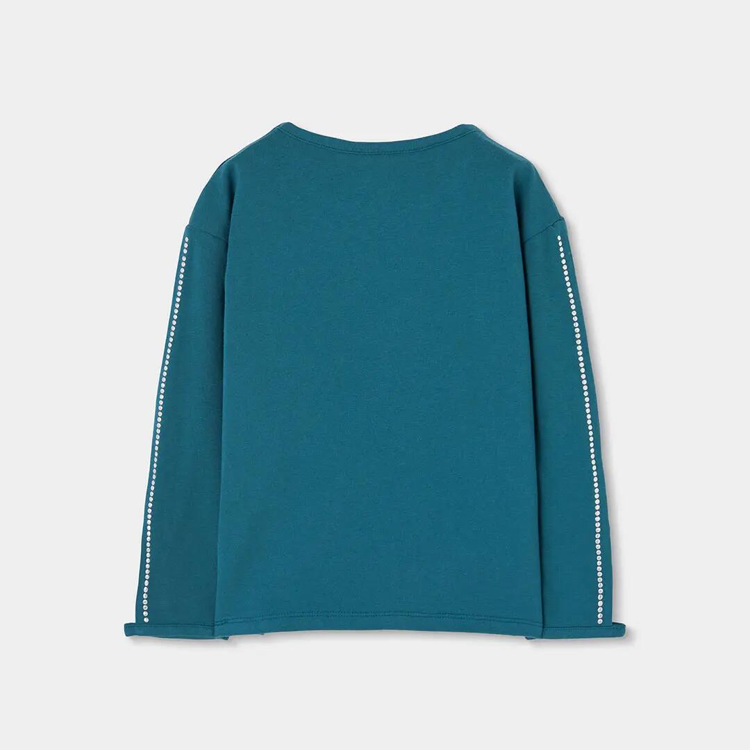Camiseta punto niña verde con estrella de strass 2/4