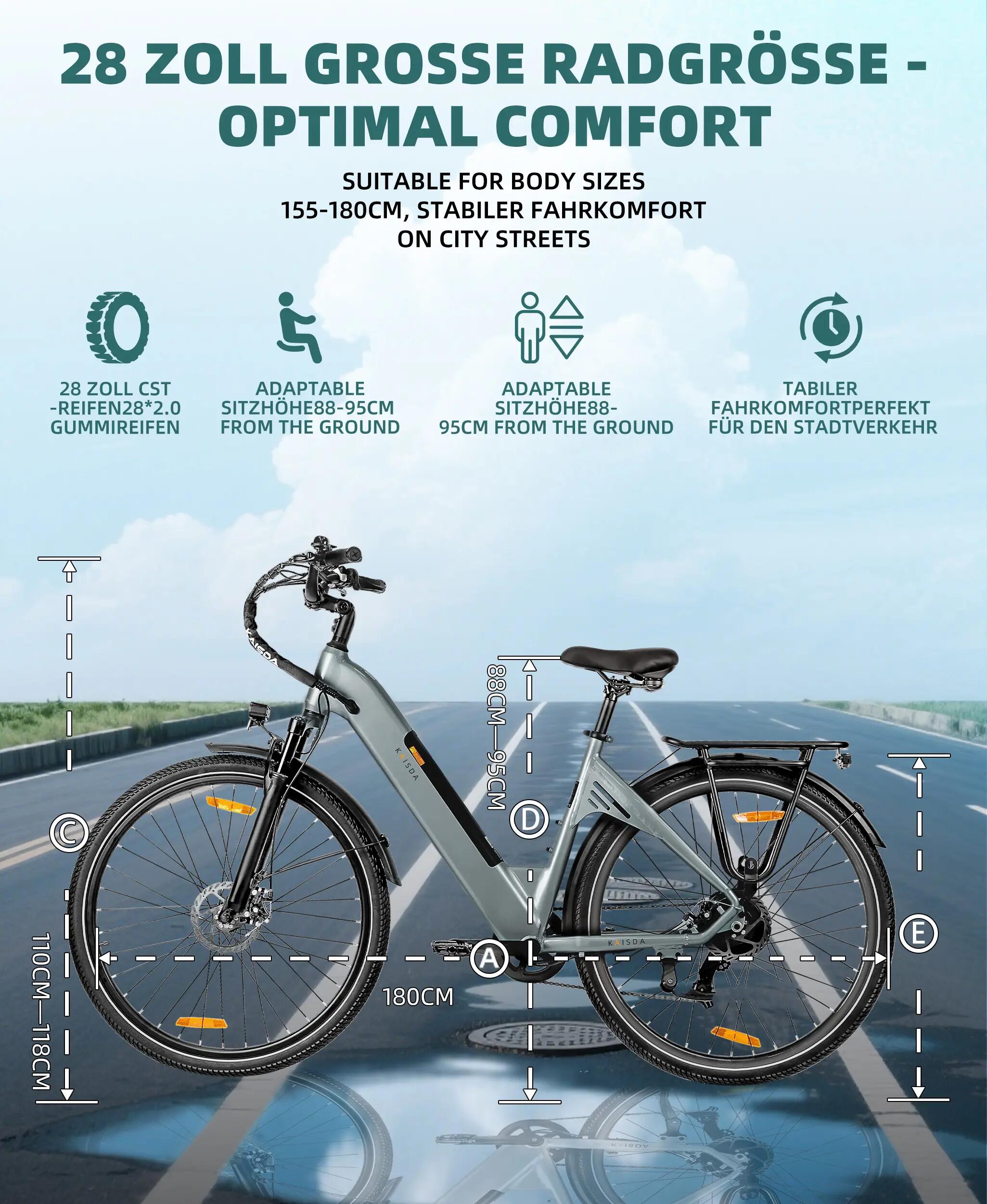 Bicicletta Elettrica K608 Motore 250W, Pneumatico 28", Batteria 36V 20Ah 8/11