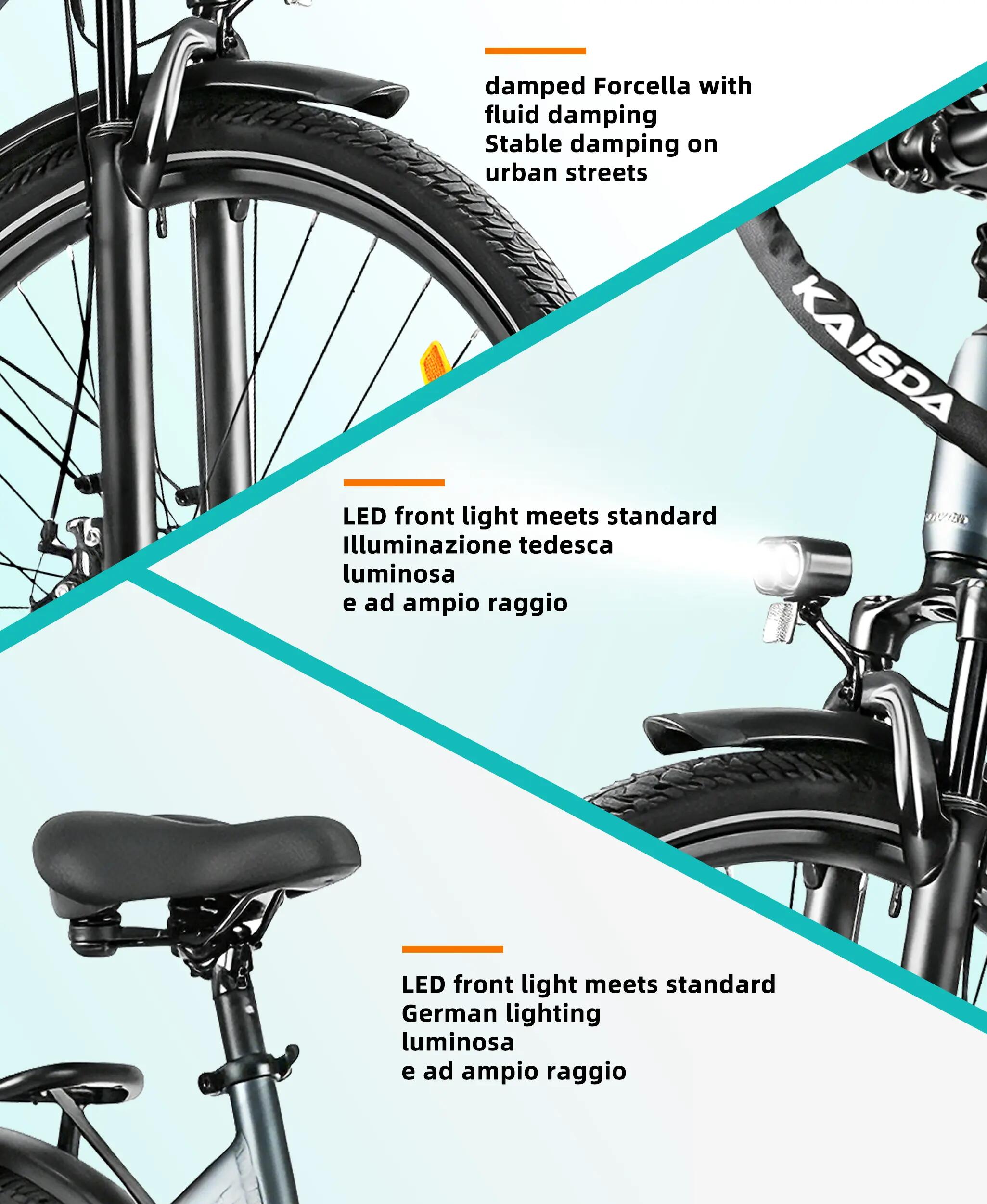 Bicicletta Elettrica K608 Motore 250W, Pneumatico 28", Batteria 36V 20Ah 11/11