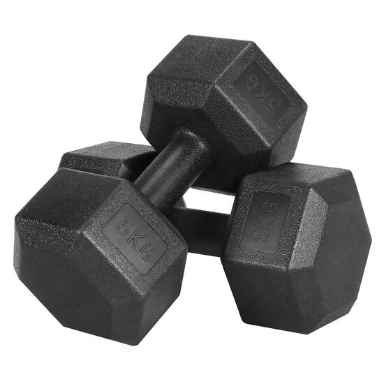 Paire d'haltères de 5 kg kit dumbbell de musculation fitness noir