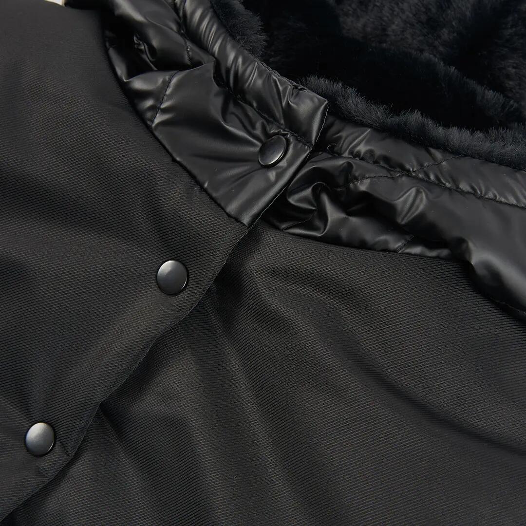 Parka tejido técnico niña negra con capucha 3/4