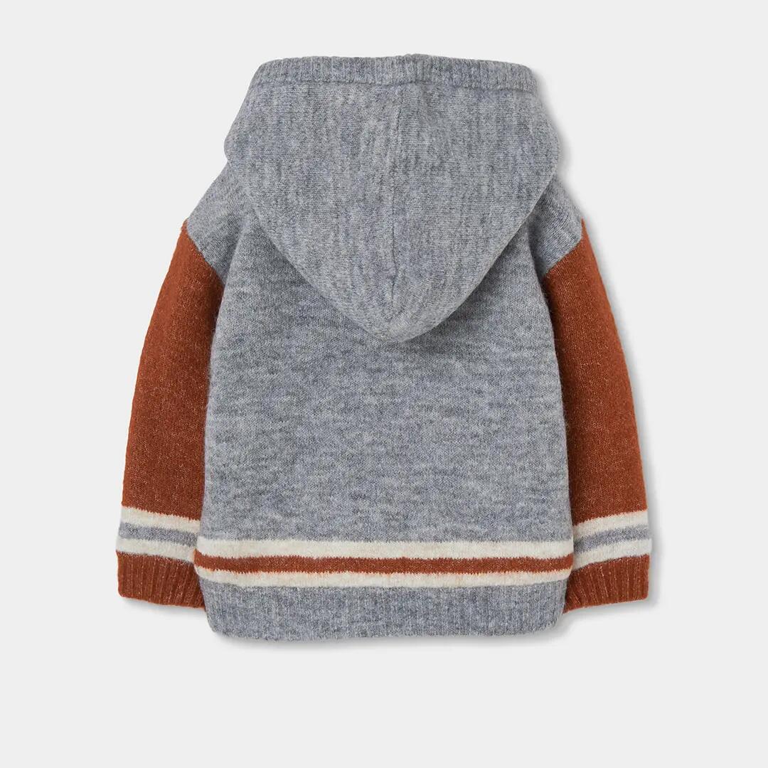 Chaqueta punto gris vigoré con capucha niño 2/4